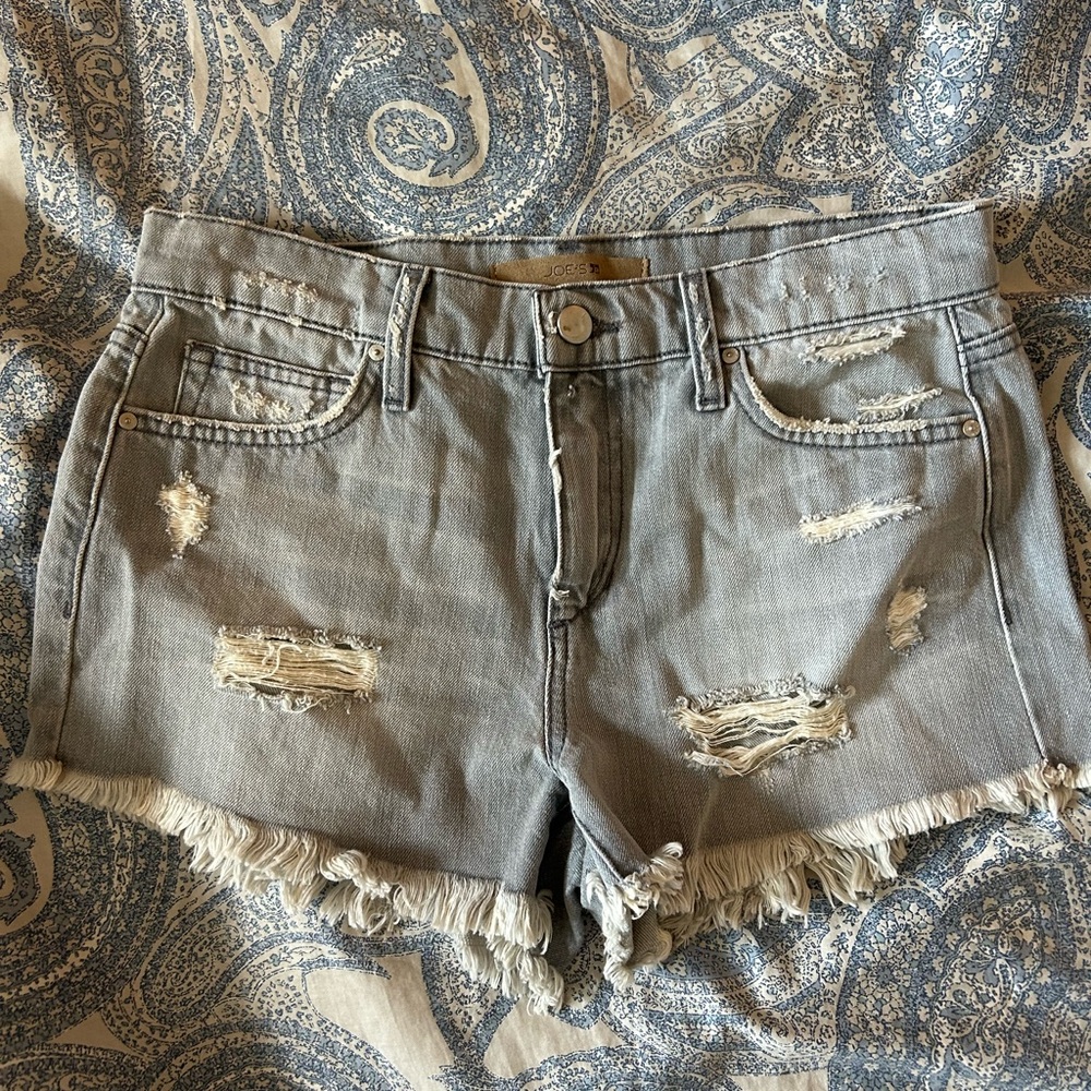 Joe's Jeans Light Gray Distressed Denim Shorts
